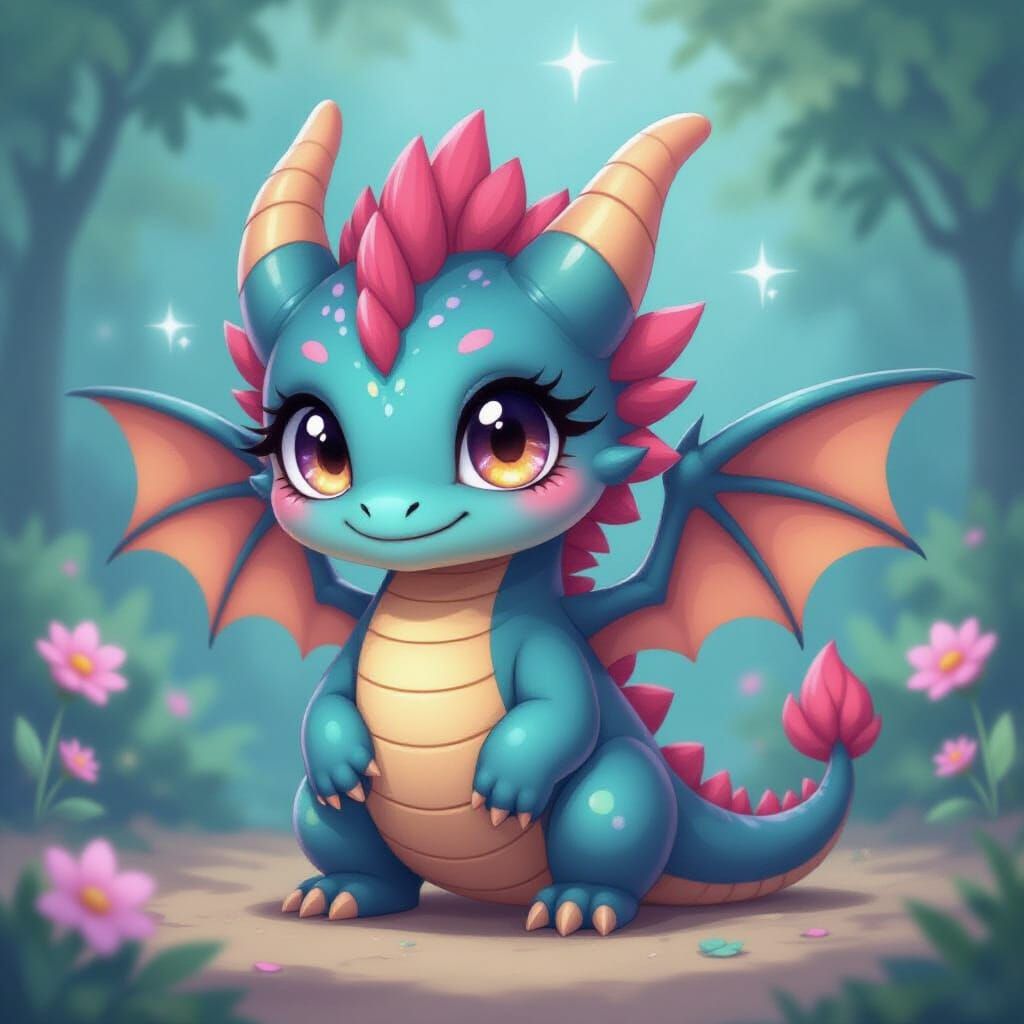 Pastel Chibi Wyvern in Dreamy Surrealist Style