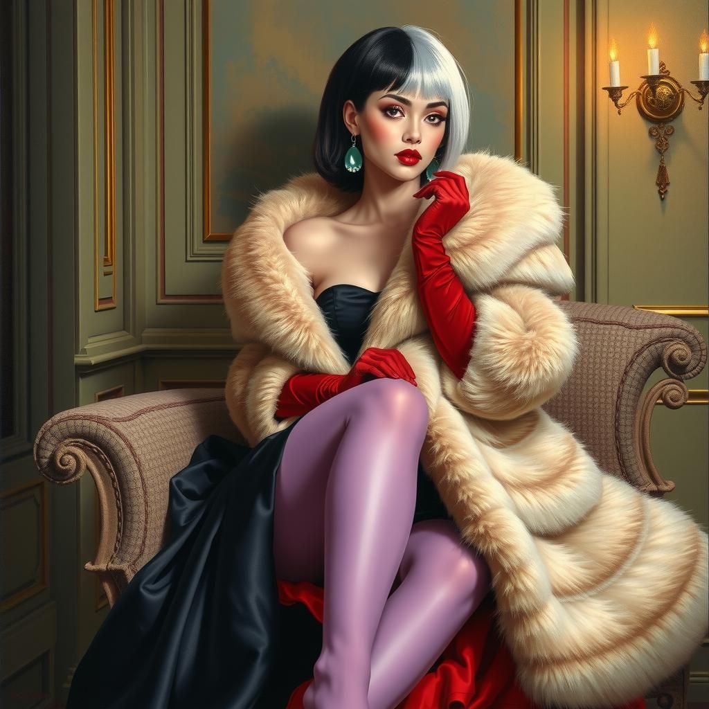 Cruella Deville in 80s Futurism Style