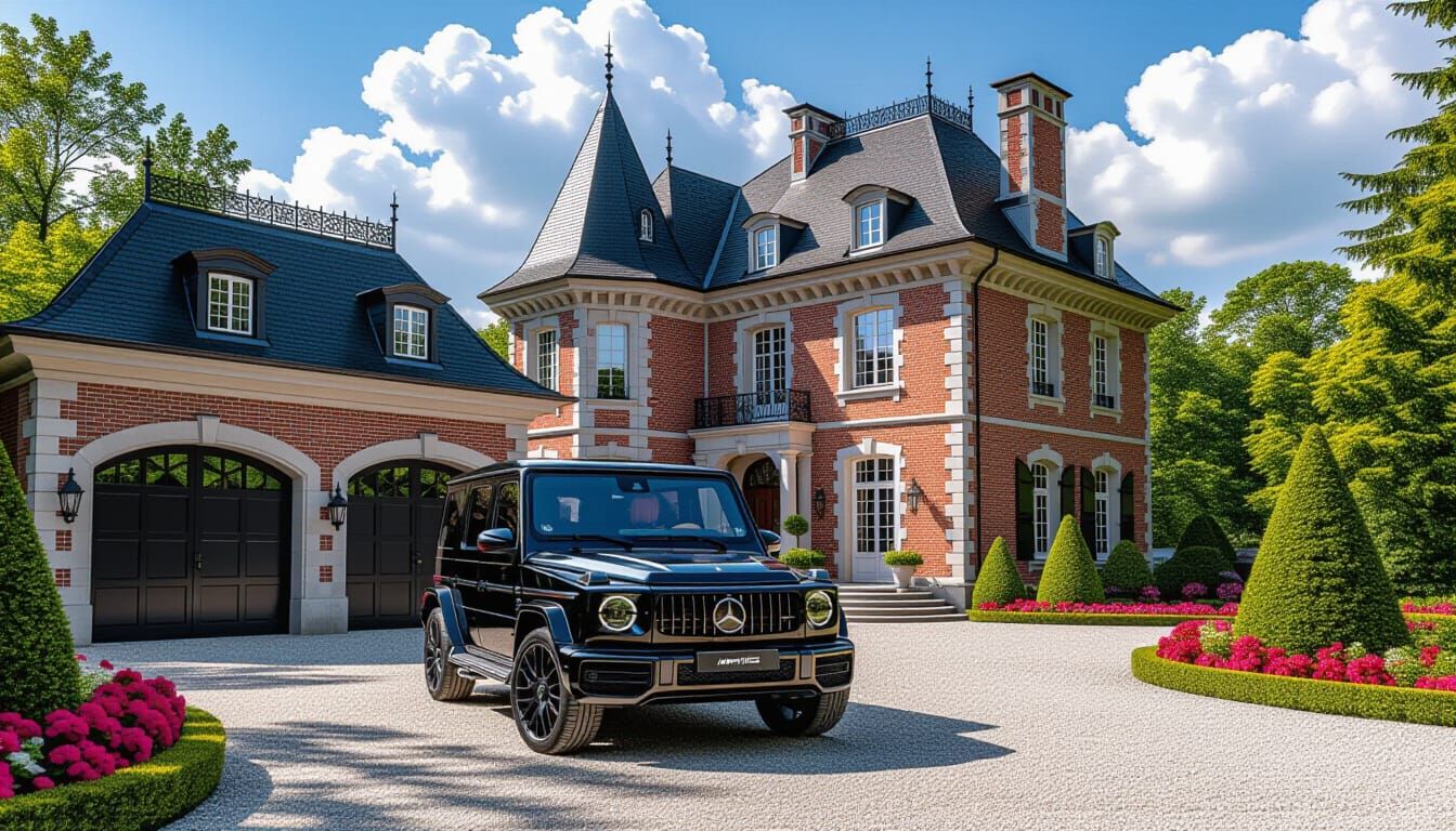 Brick Chateau with Mercedes AMG G 63 in Monet Style