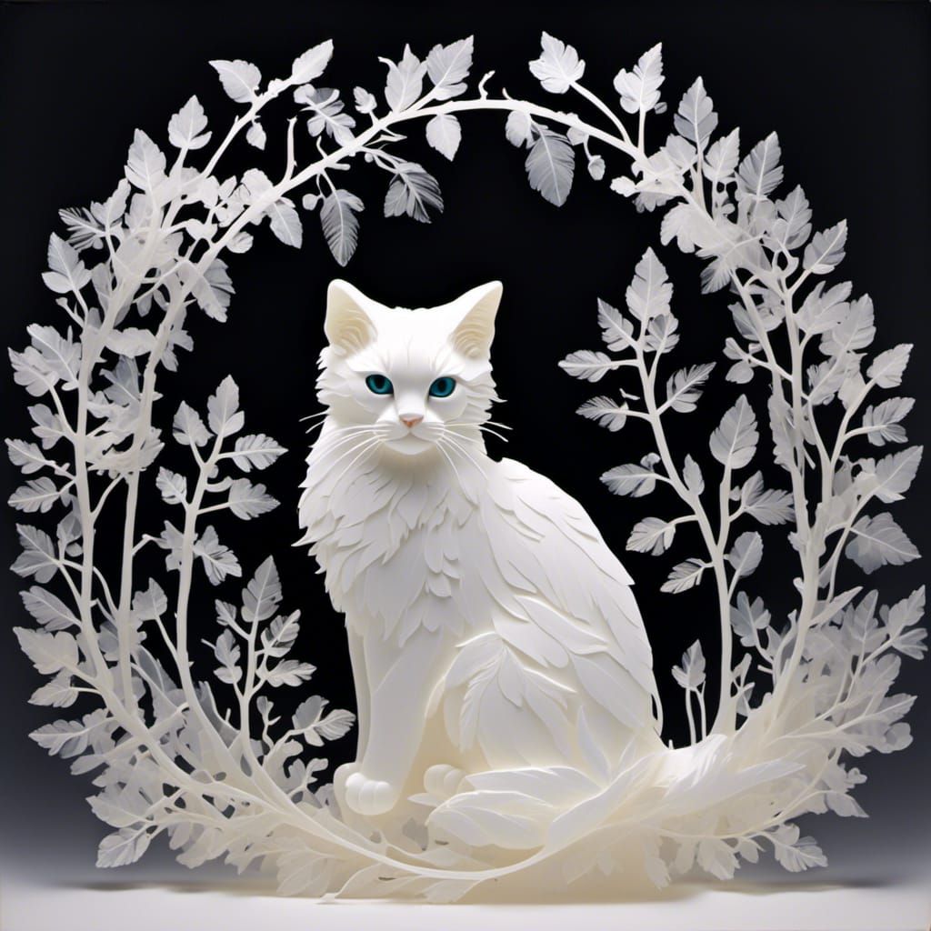 Surreal Cat Photogram in Mann Ray Style