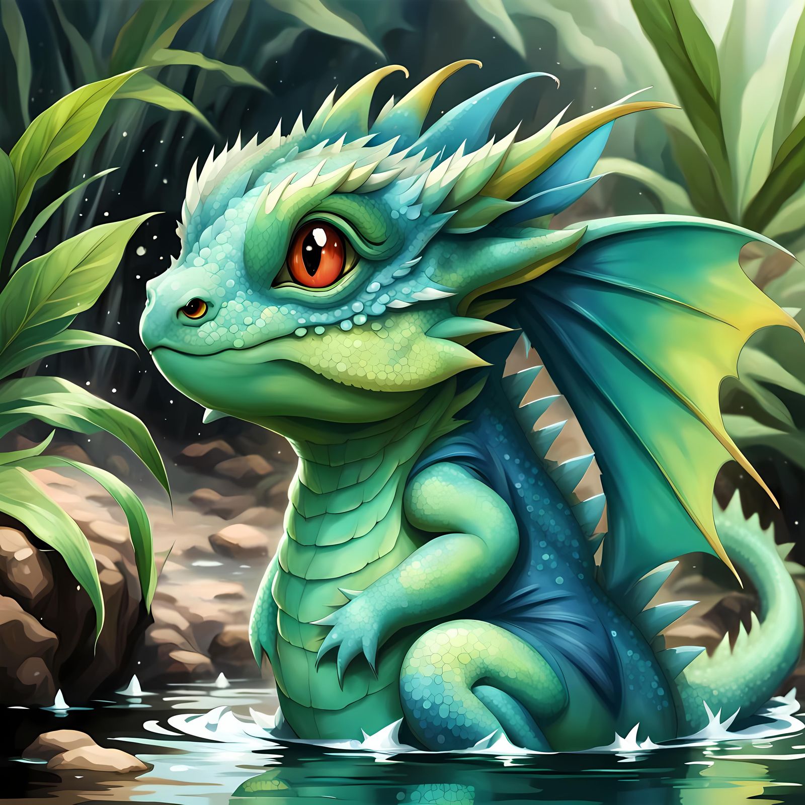 Cute Cartoon Water Dragon