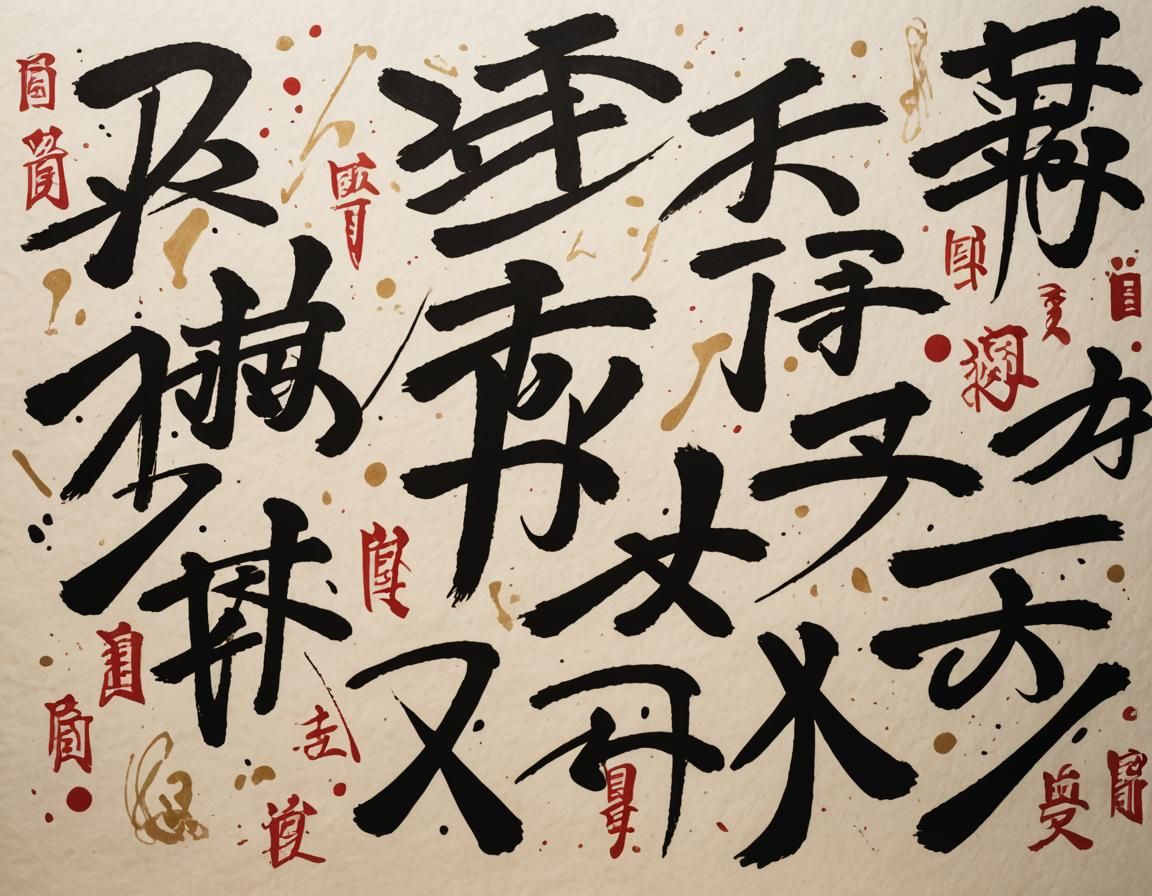 Japanese Calligraphy on Washi Paper in Natural Light