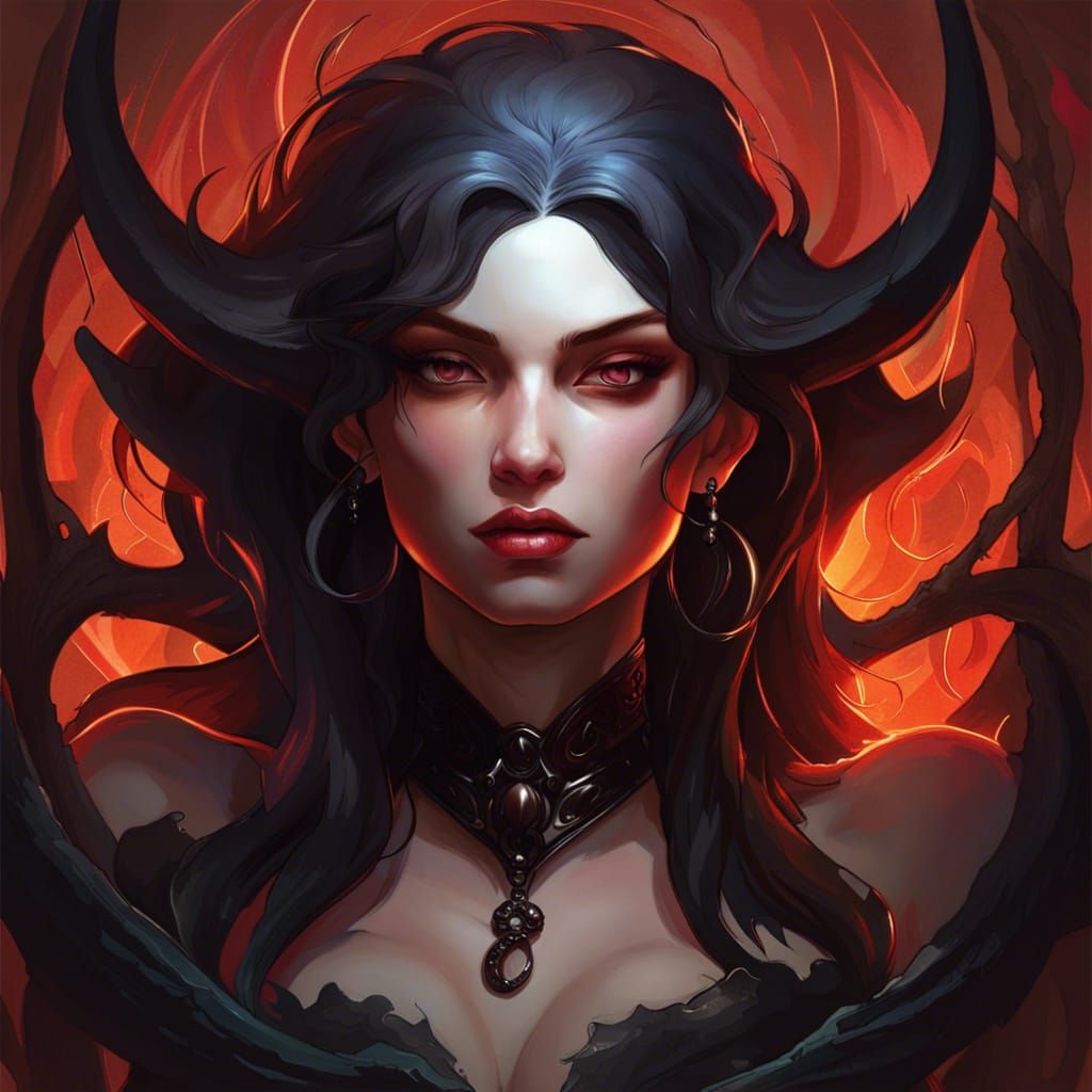 Lilith, Queen of Hell: Goth Portrait in Digital Art