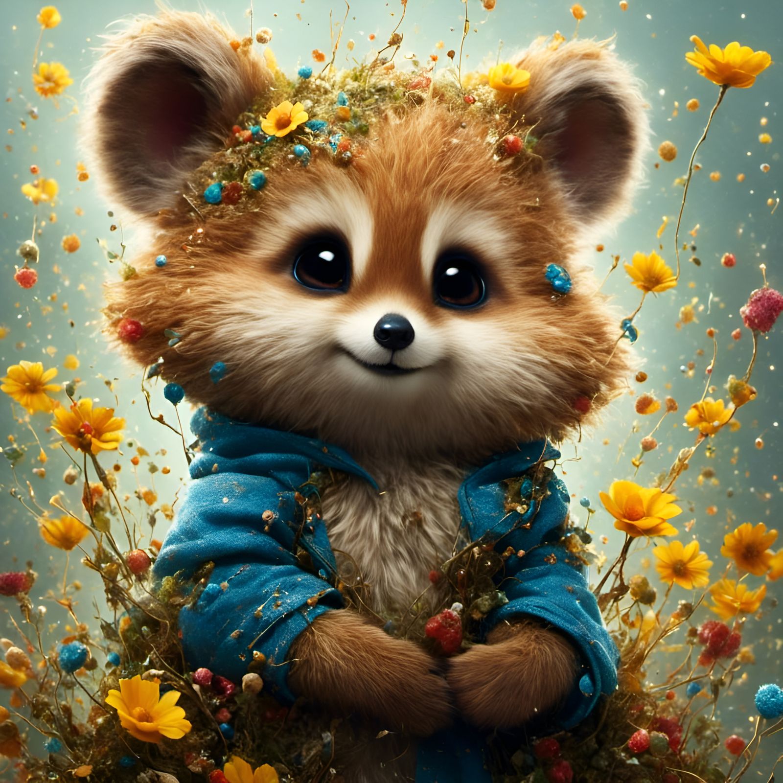 Charming Cartoon Animal Portrait in Graffiti Style