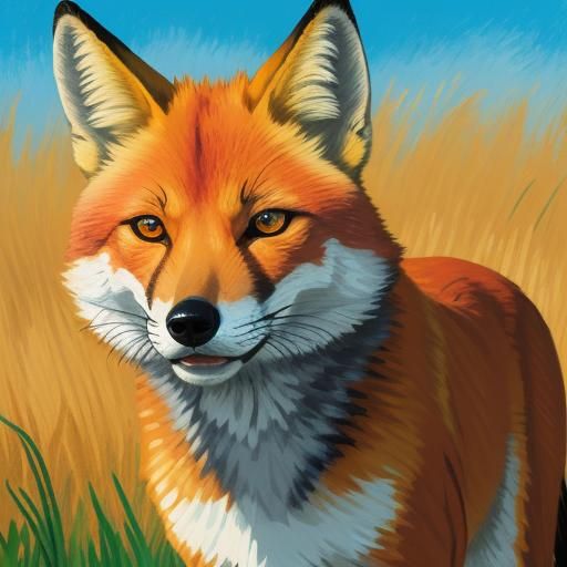 Fauvist Fox Running on Sun-Drenched Savannah