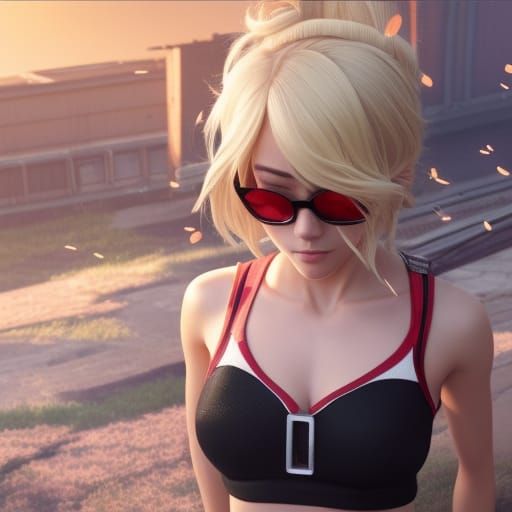 Cute Blond Girl Stretching: Animation Key Art