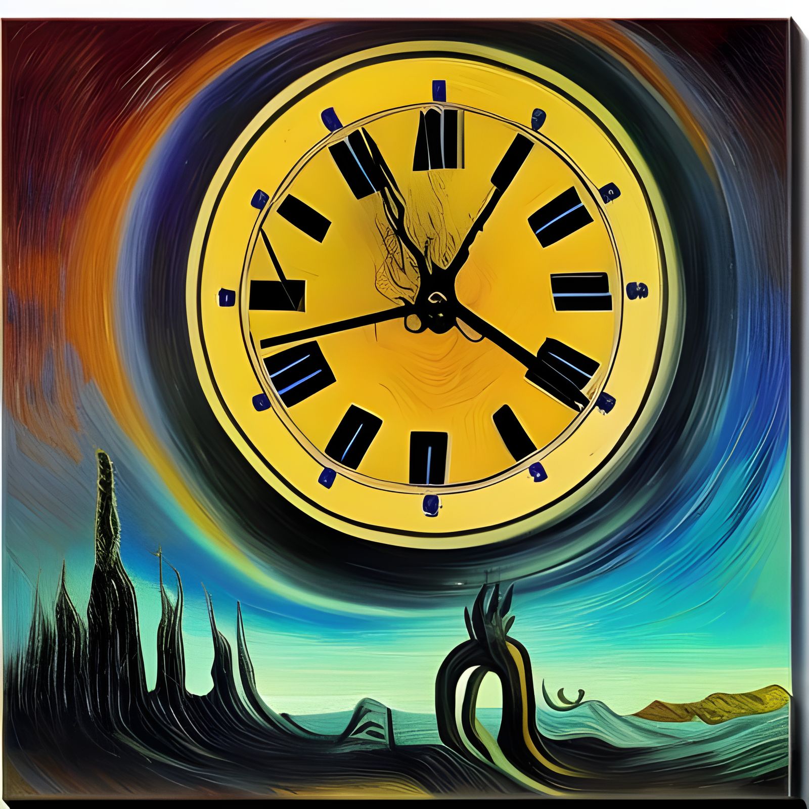 Surreal Melting Clocks in Expressionist Oil Painting