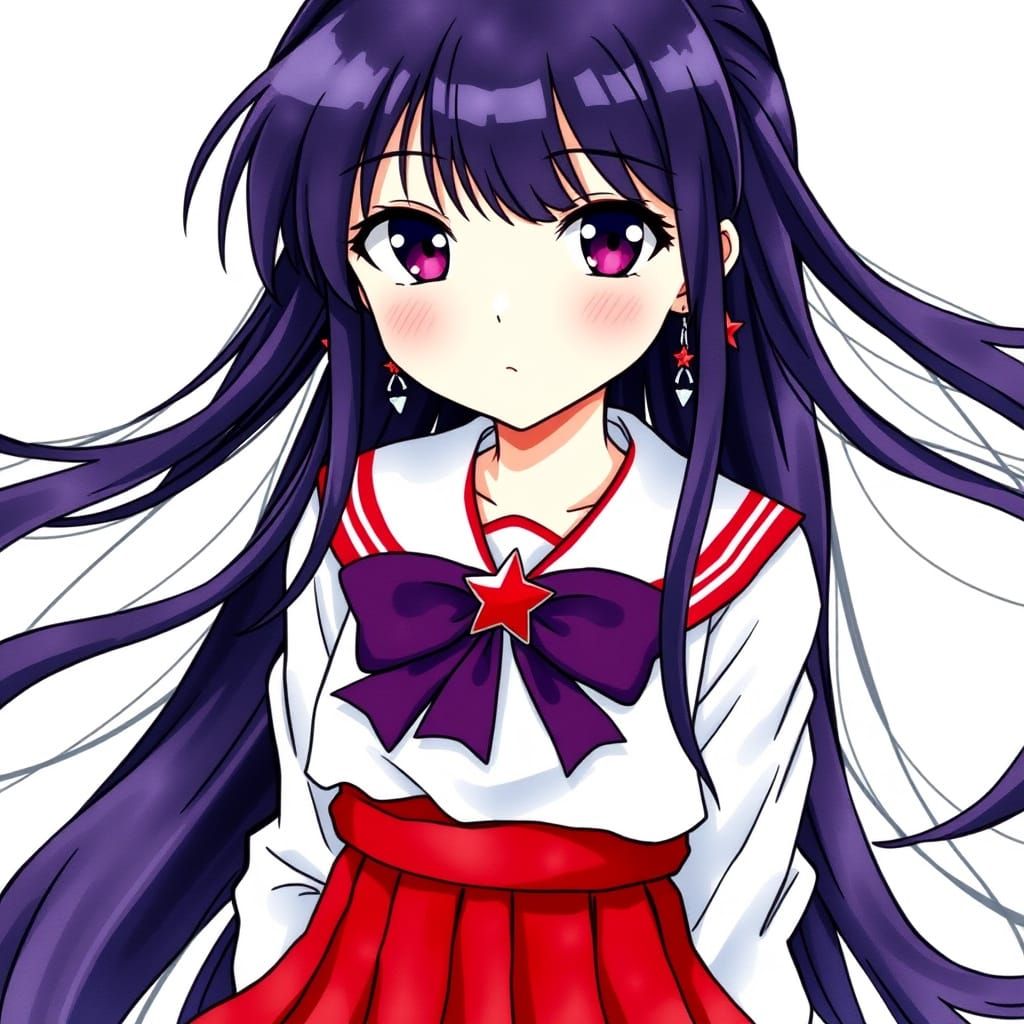 Sailor Girl with Purple Hair in Anime Style
