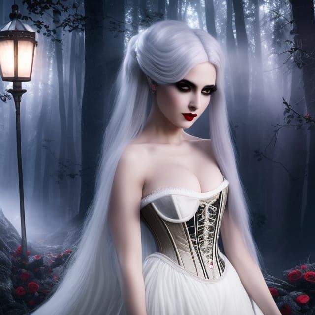 Ethereal Gothic Ghost Portrait in Anne Stone Style