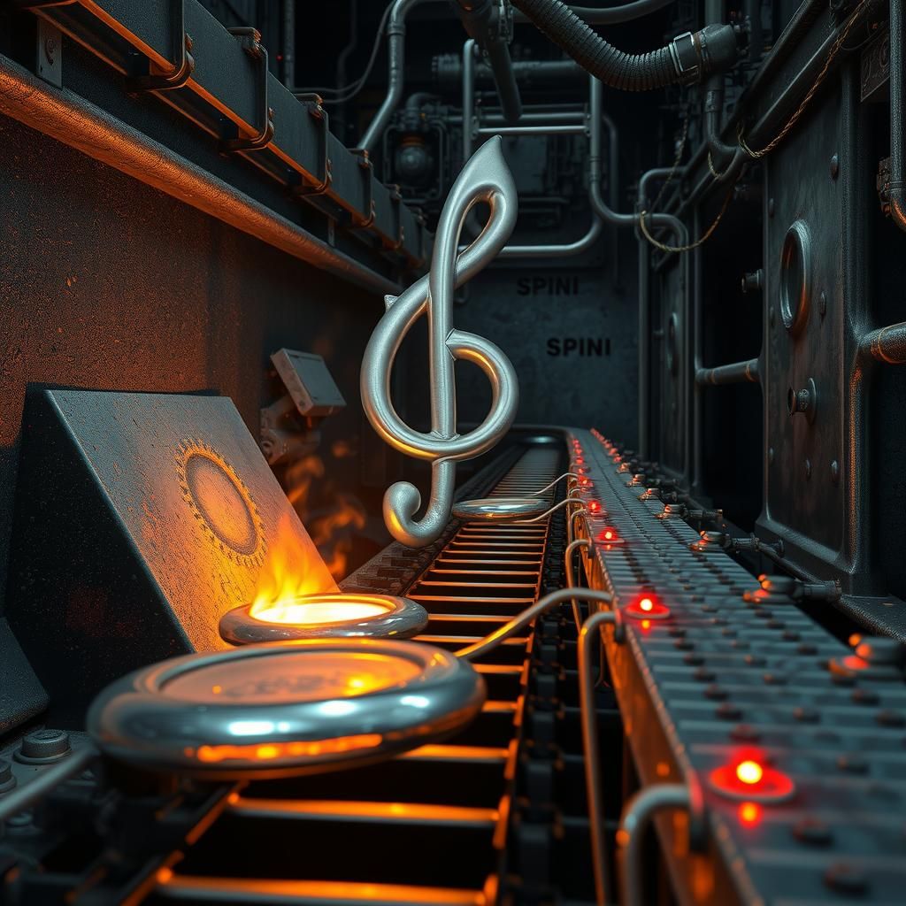 Molten Metal Treble Clef in Futuristic Style