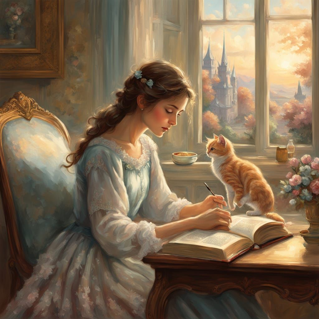 Cozy Interior Scene in Impressionist Style