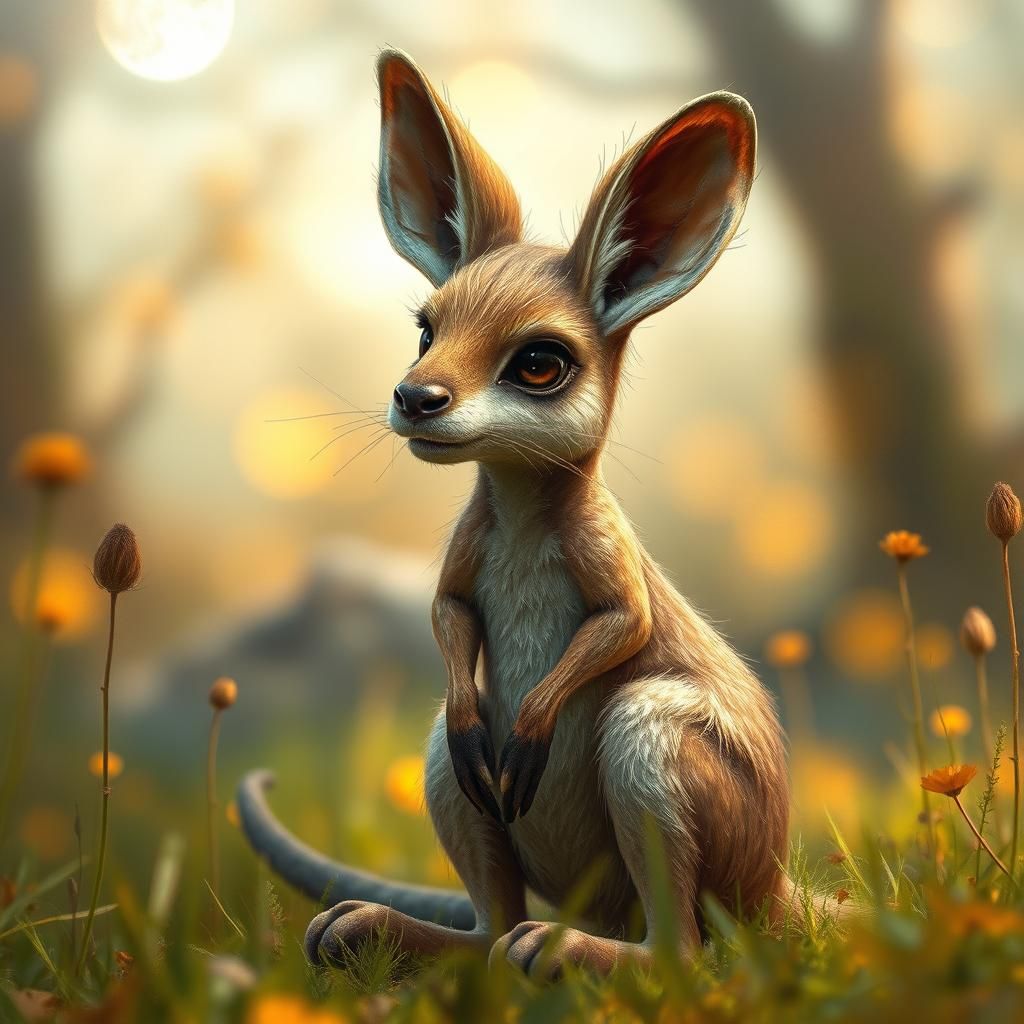 Fantasy Kangaroo Character in Dreamlike Impressionist Scene