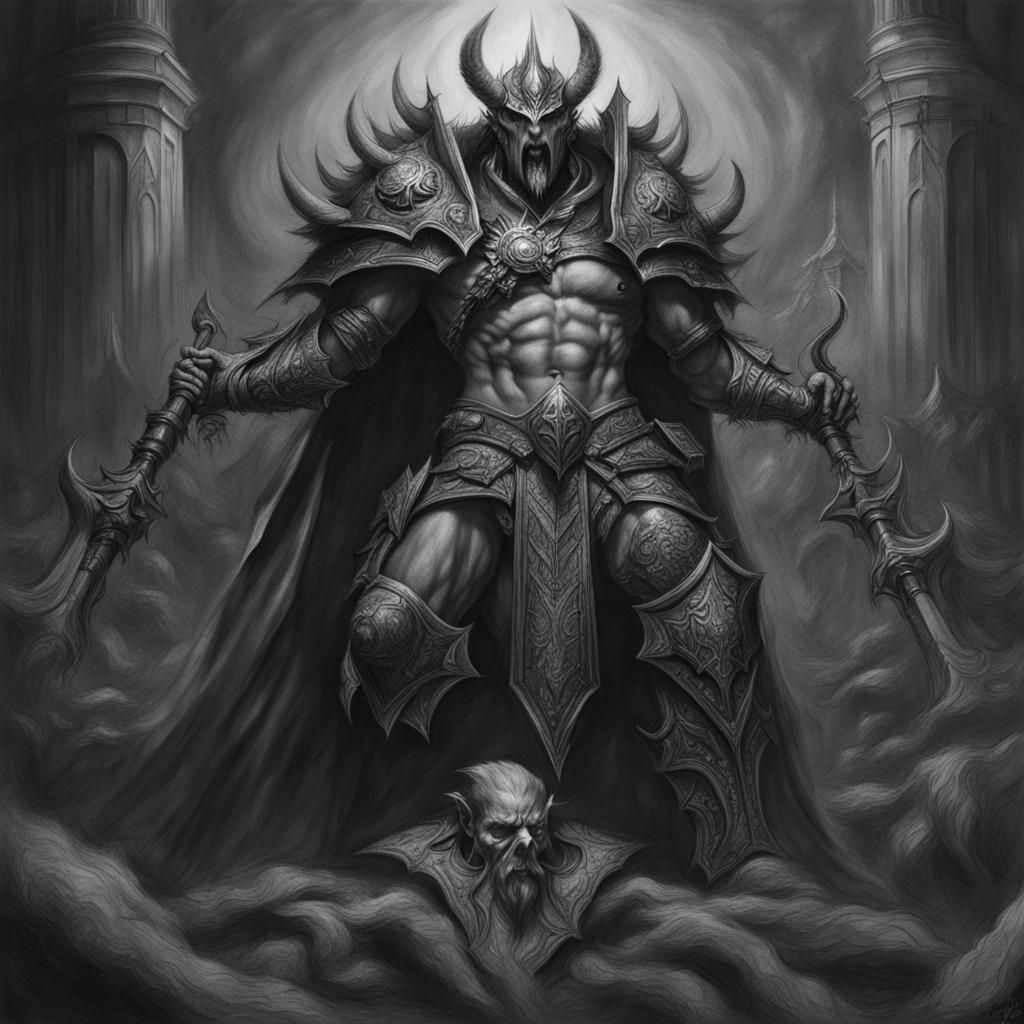 Diablo 4 Barbarian Charcoal Drawing