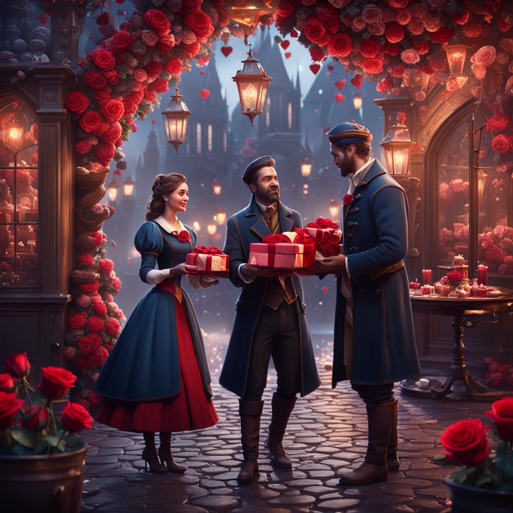 Valentine's Day Romantic Scene in Detailed Matte Painting