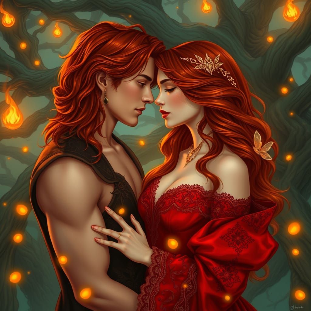 Enchanted Twilight Romance in a Whimsical Forest Setting