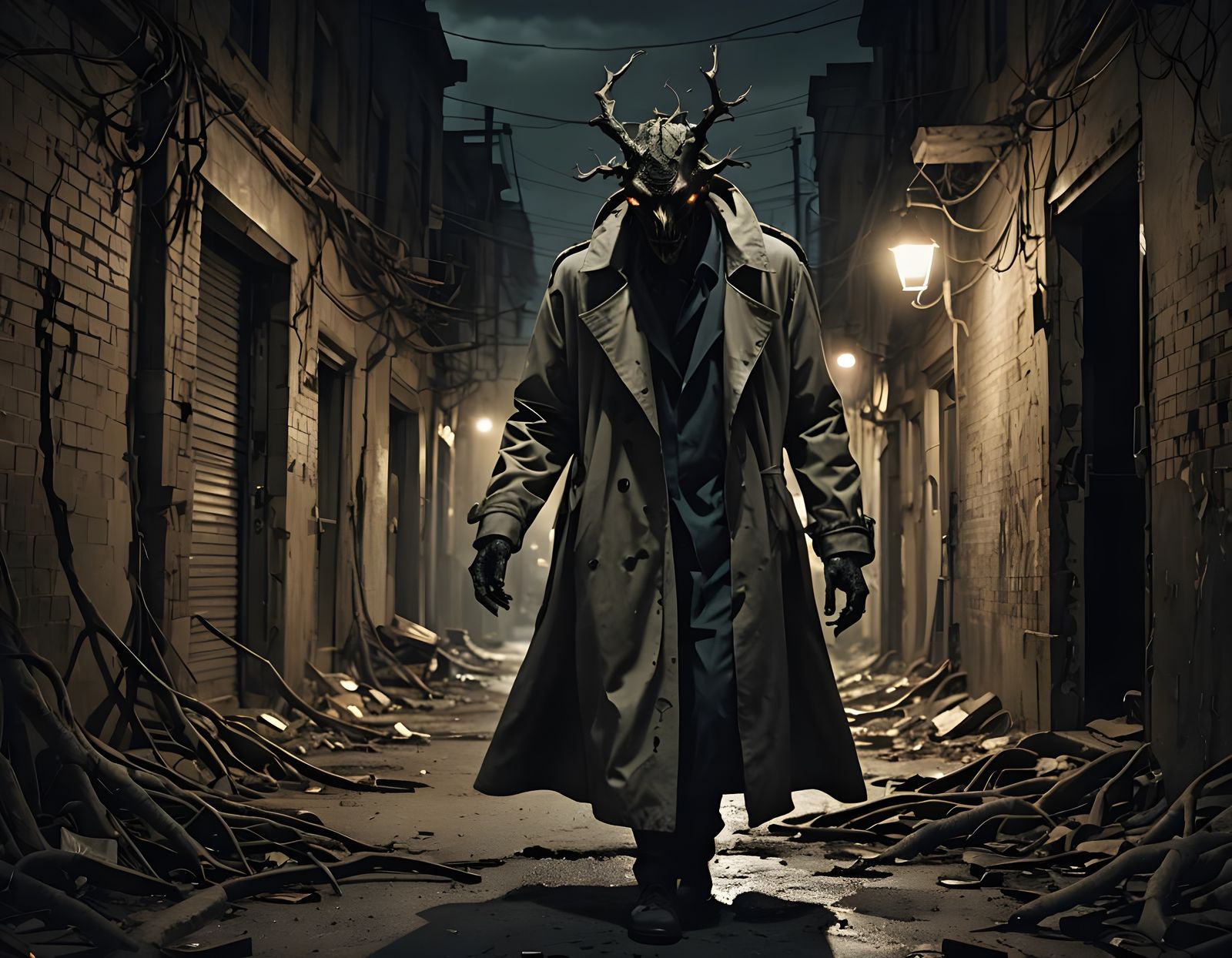 Surreal Creature Emerges from Dark Alley in Macabre Surreali...