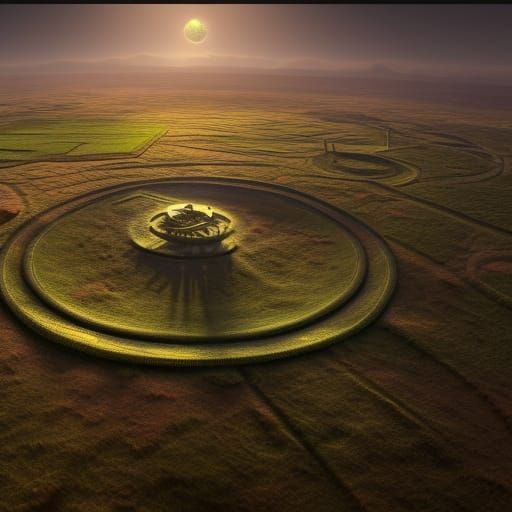 Sumerian Crop Circle: Detailed Matte Painting in 8k