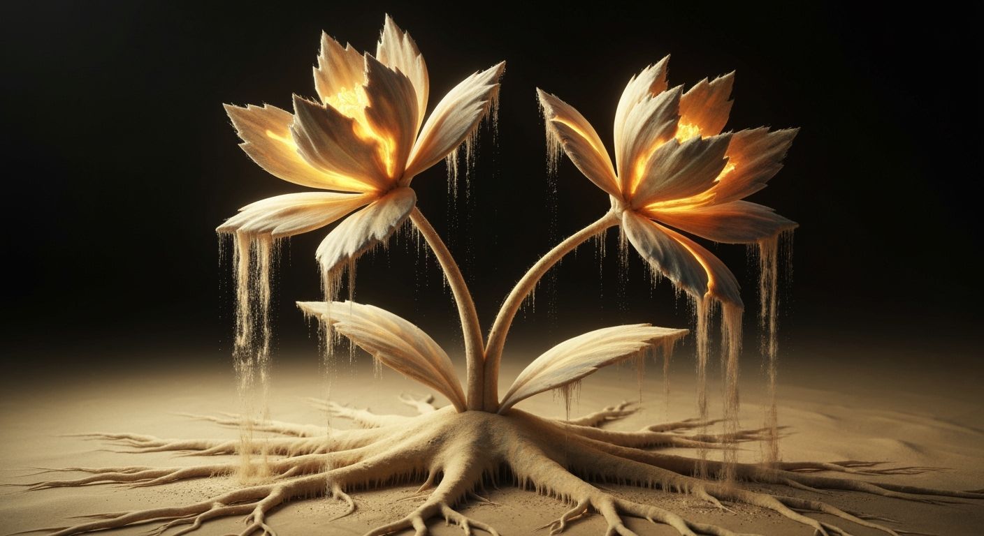 Surreal Sand Plant Illustration with Golden Glow