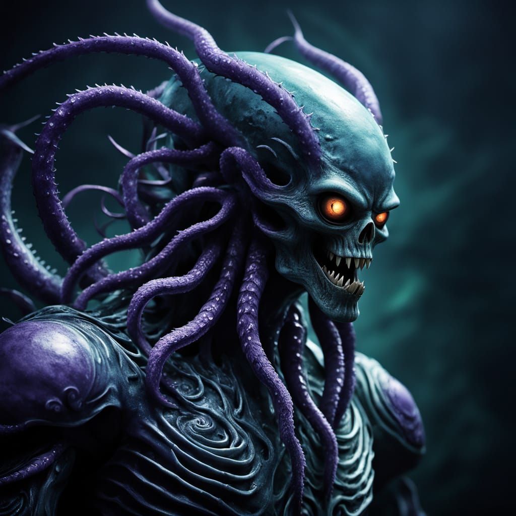 Gigantic, Tentacled Oceanic Horror in Dark, Surrealist Style