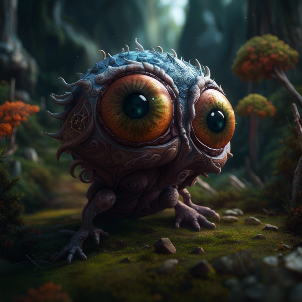 Fantastical One-Eyed Creature in Detailed Matte Painting