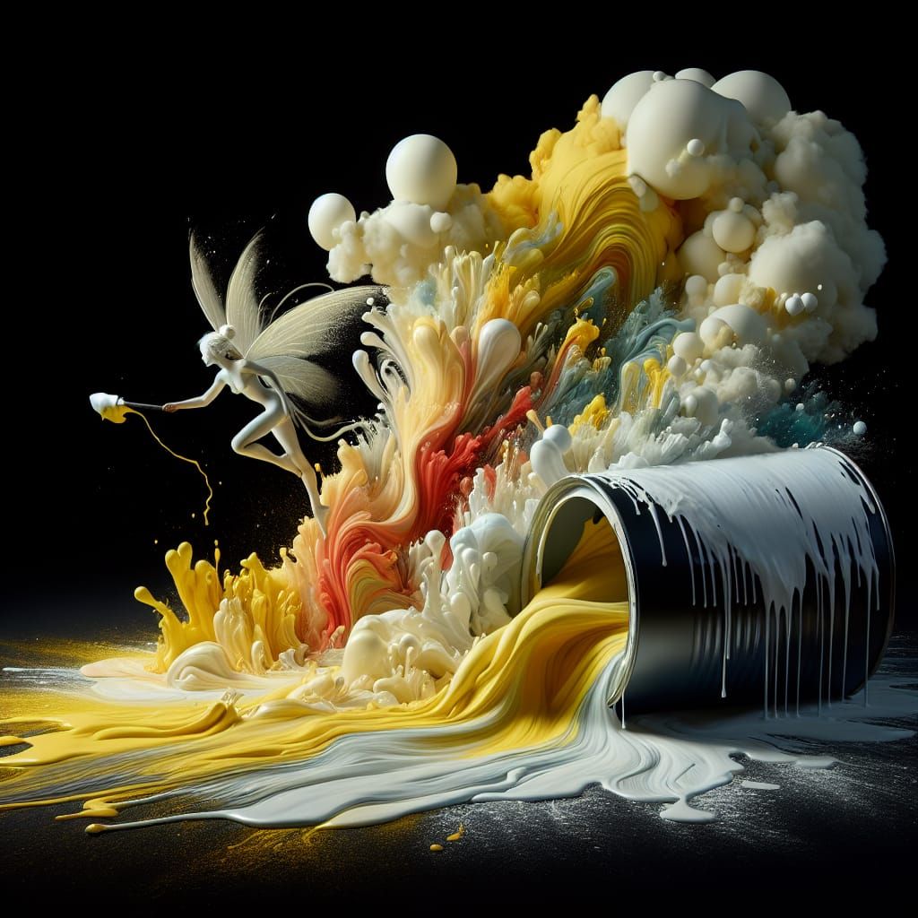 Fairy Dancer in Volcanic Paint Spill, Surreal 4K