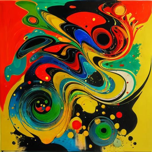 Abstract Expressionist Composition in Triadic Colors