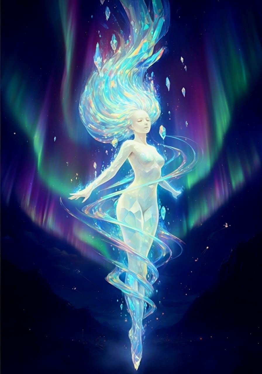 Ethereal Aurora Dancer in Celestial Lights
