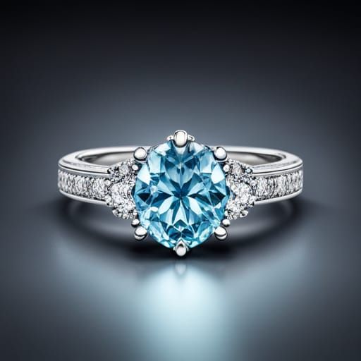 Aquamarine and Diamond Ring in Hyperrealistic Detail