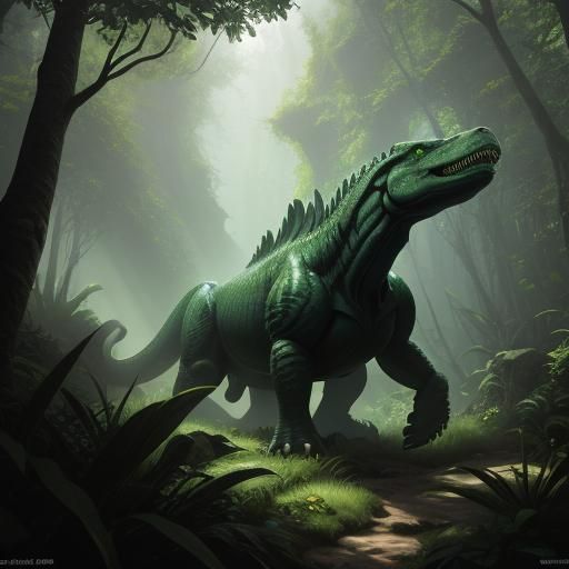 T-Rex Headshot in Jungle: Fantasy Concept Art