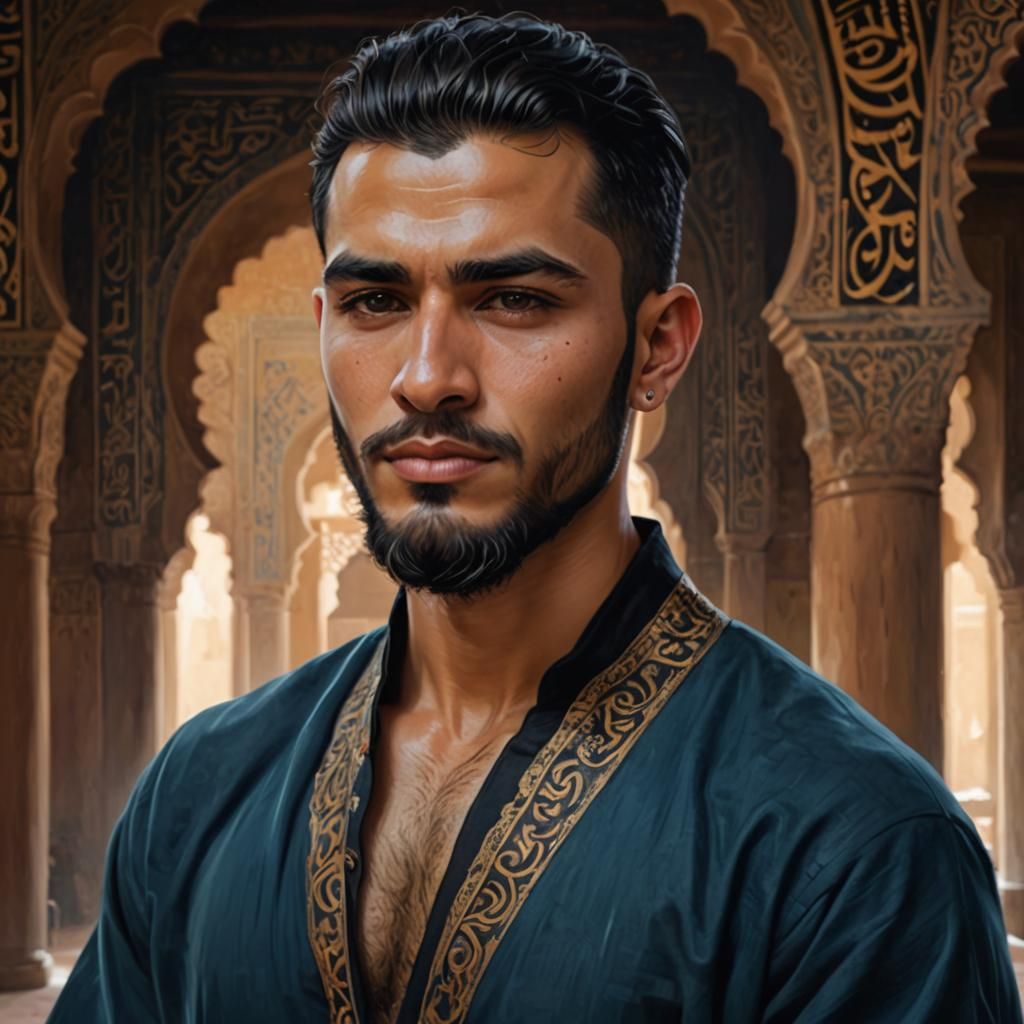 Handsome Man in Blue Velvet Robe, Impressionist Oil Painting