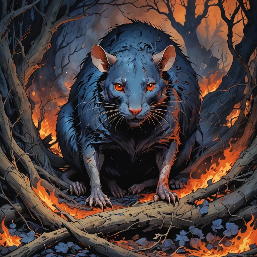 Ominous Rat Emerges in Fiery Dark Fantasy