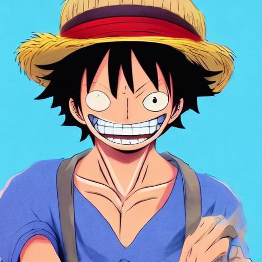 Monkey D. Luffy Smiling in Anime Style