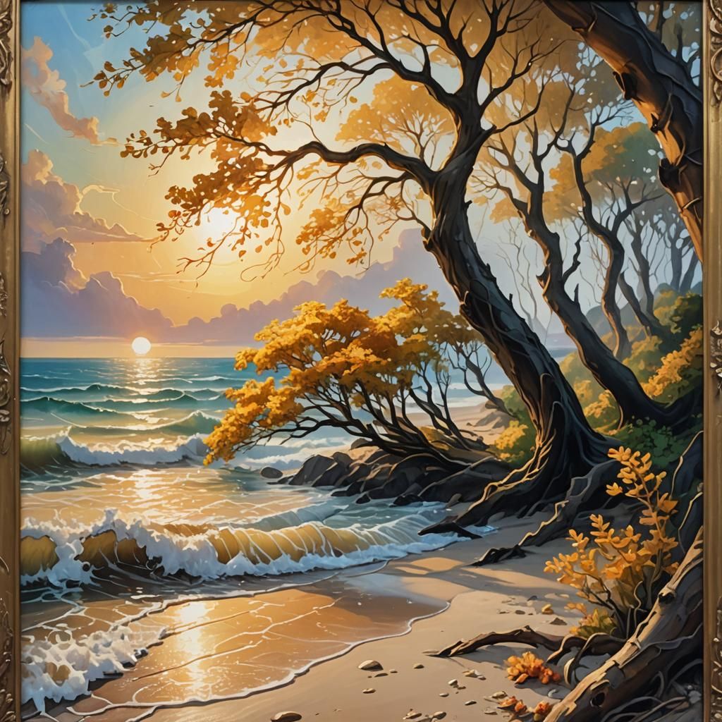 Beach Inside Picture Frame: Fantasy Concept Art