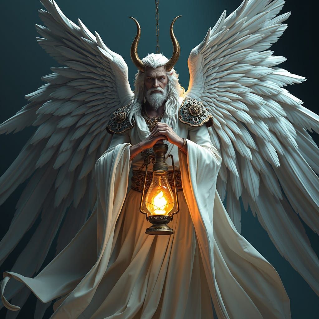 Majestic Lucifer, The Light Bearer in Radiant White Attire