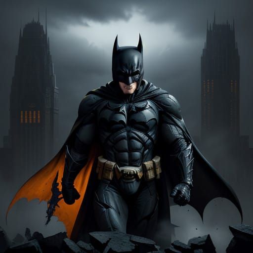 Gothic Gotham Cityscape in Dark Knight Comic Book Style