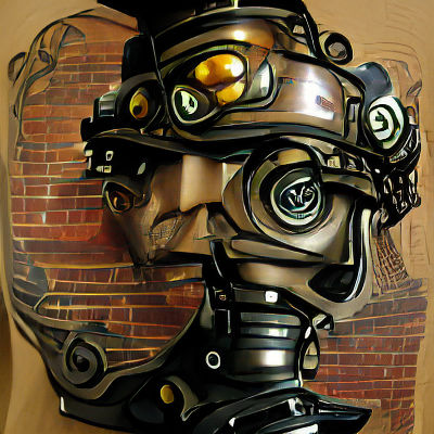 Steampunk Cyborg Bust with Intricate Details