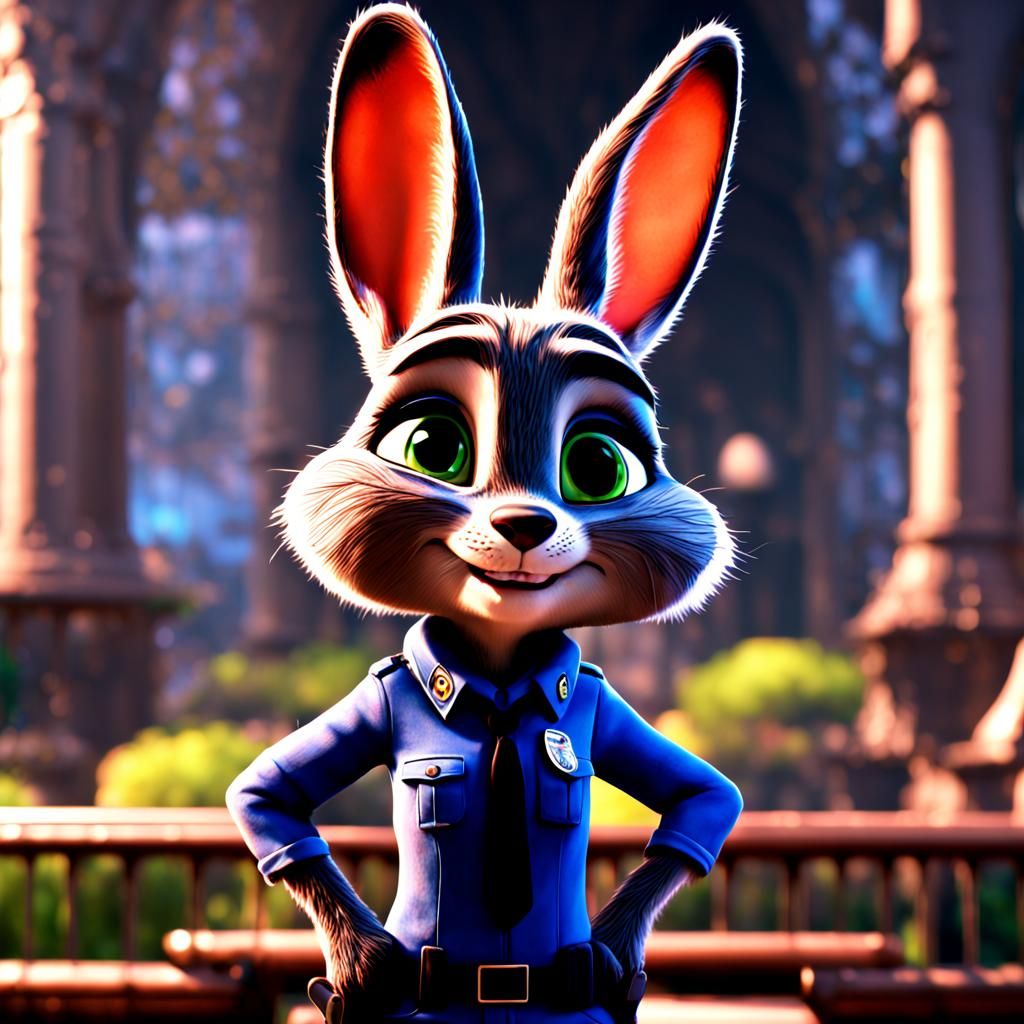 Hyperrealistic Judy Hopps Portrait from Zootopia