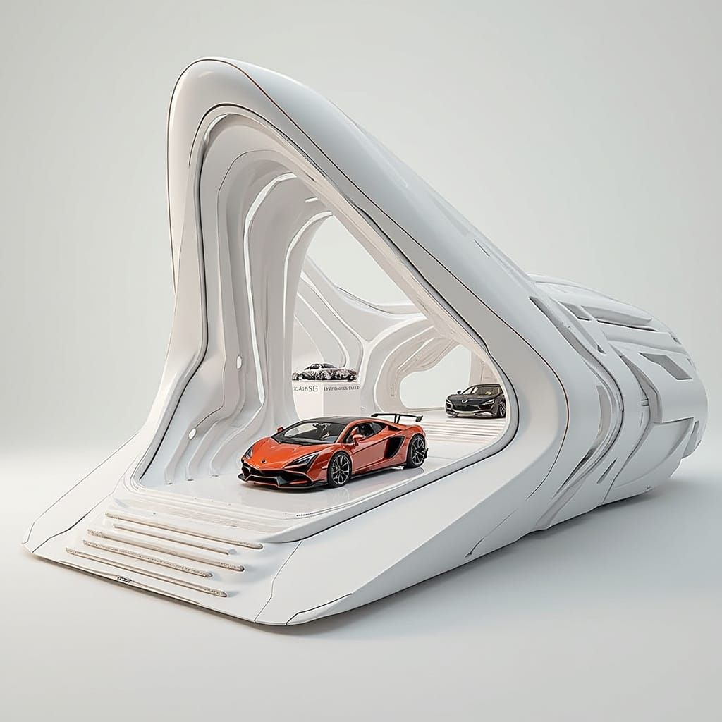 Futuristic Lamborghini Pavilion Design in Cinematic Style