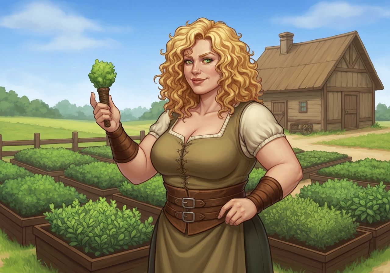 RPG Healer in Herb Garden, Airbrush Art