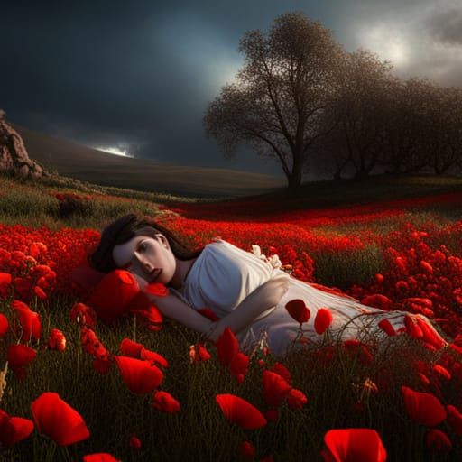 Dorothy Asleep in Poppy Field: Fantasy Concept Art