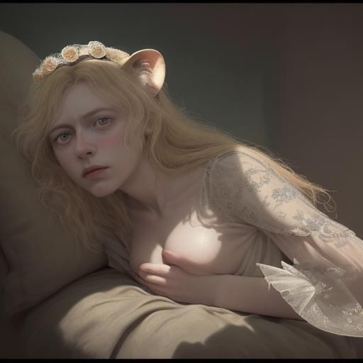 Surreal Dream: Women Asleep in Lion's Mouth