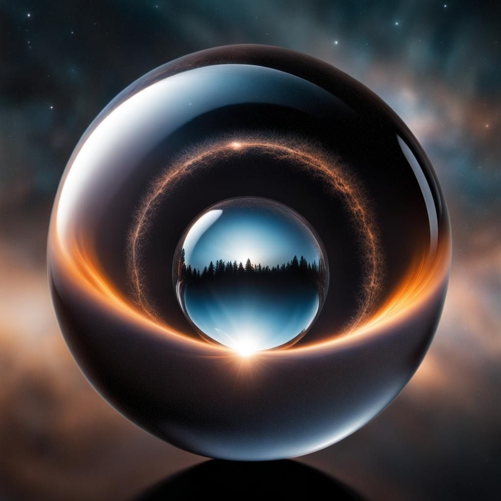 Event Horizon Refractive Glass Sphere in Double Exposure