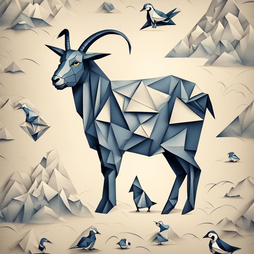 Tattoo of goat and penguin