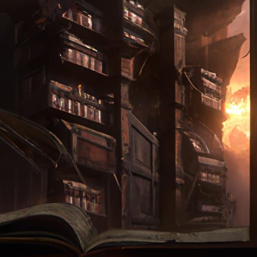 Dark Fantasy Bookbindery with Cat, 8k Resolution