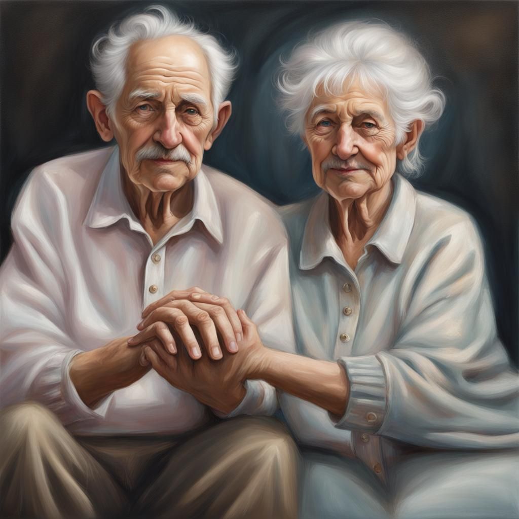 Pastel Portrait: Elderly Couple in Love