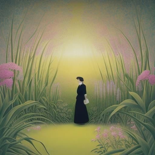 Surreal Garden Scene in Vivid Colors