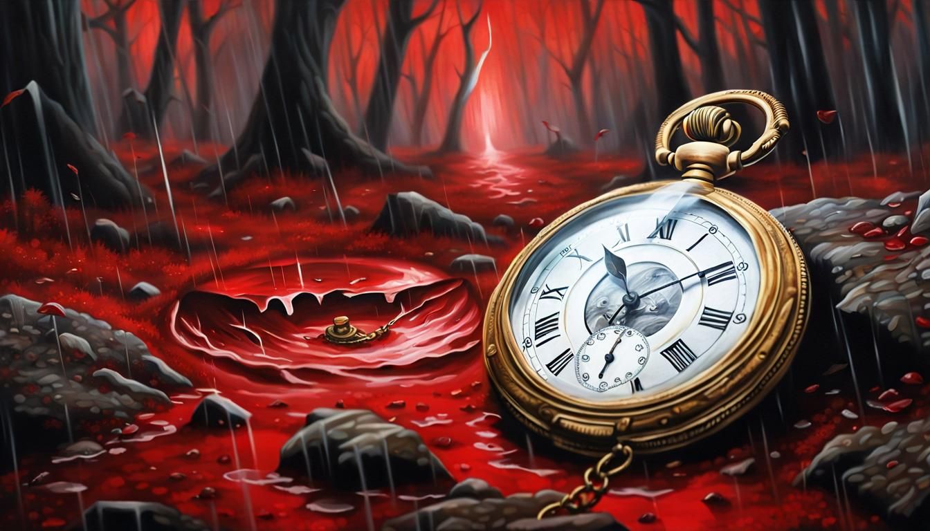 Blood Red Storm Breaks Antique Pocket Watch