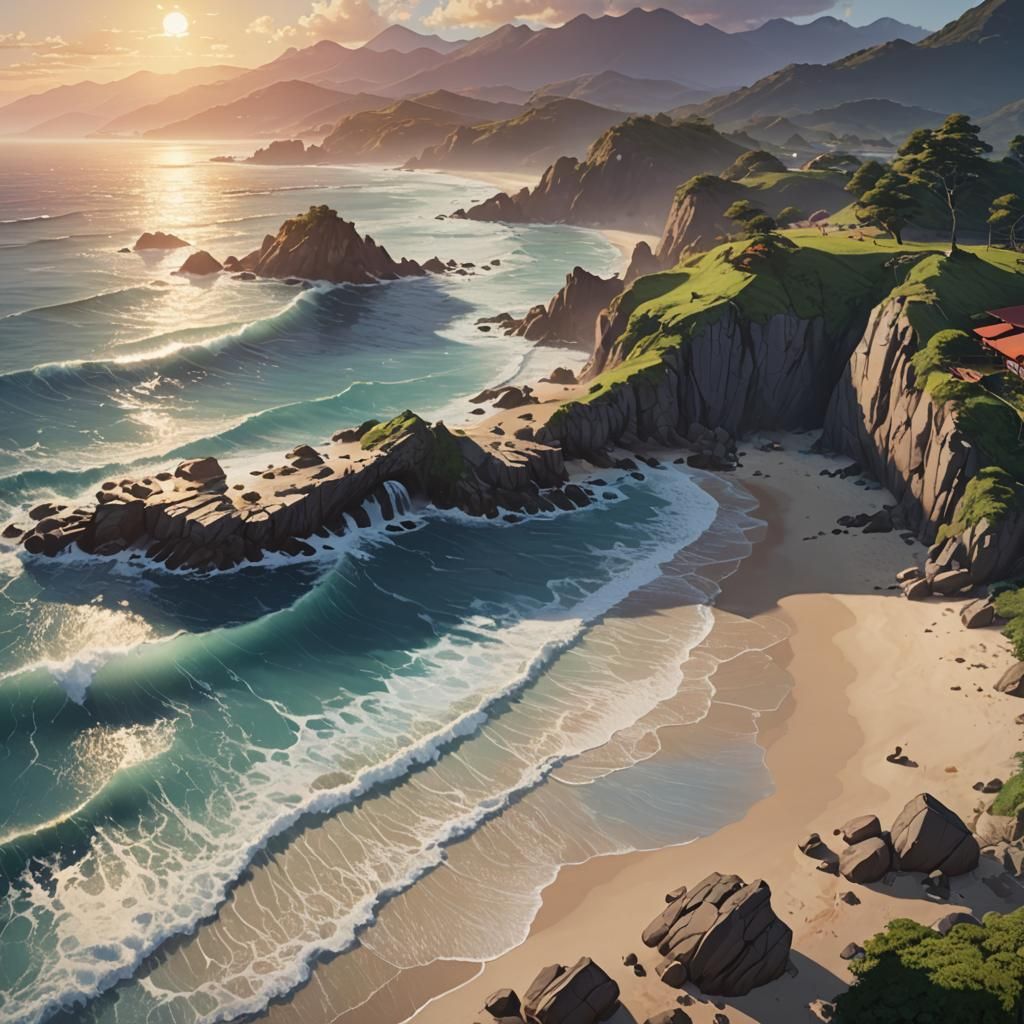 Sunrise Cove: 3D Anime Art
