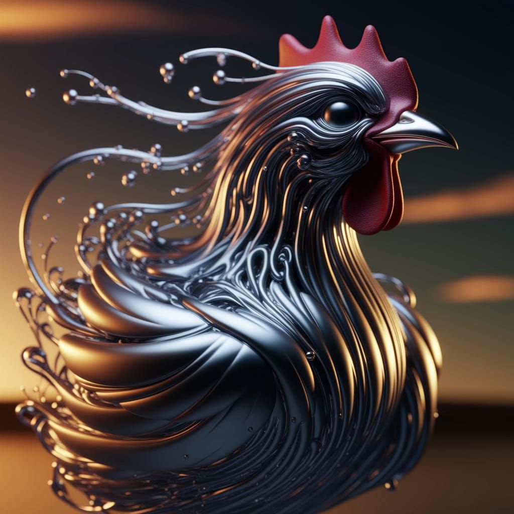Ethereal Ferrofluid Chicken in Magnetic Suspension