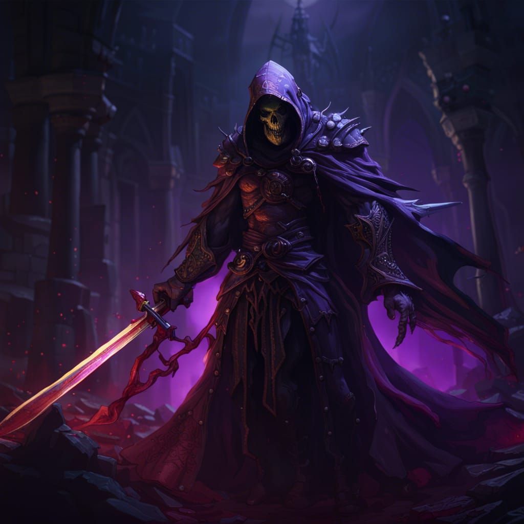 Nightmare Reaper with Blood Sword in Dark Fantasy